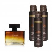 Free Love Leon EDP Erkek Parfüm 100 ml ve Deodorant 150 ml 3 Adet - 1