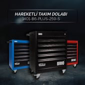 Brio Hareketli Tekerlekli Takım Dolabı Takım Arabası 6 Çekmeceli Kilitli 259 Parça Siyah Dolu - 2