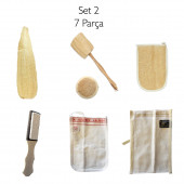 Banyo Kese Seti 7 Parça No2 Tellak Kese Kabak Lifi Kesesi Hamam Banyo Bakım Seti - 1