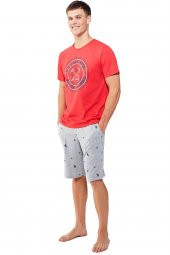 Erkek Baskılı T-shirt Ve Şort Pijama Takımı - 2