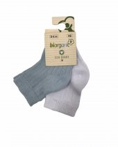 Bibaby Biorganic Desenli Basic 2Li Çorap 68345 Mavi-Beyaz - 2