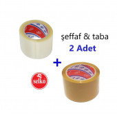 GENİŞ KOli Bandı (Taba + Şeffaf) En:66mm Metraj:66metre (2.adet) - 1