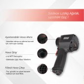 Brio Havalı Somun Sökme 1/2 1400 Nm Jumbo Çekiç 1,21 Kg - 4