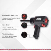 Brio Havalı Somun Sökme 3/4'' Uzun Paso 2034 Nm Çift Çekiç 4,04 Kg - 4