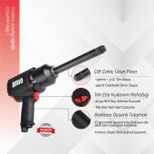 Brio Havalı Somun Sökme 1'' Uzun Paso 2034 Nm Çift Çekiç 4,42 Kg - 3
