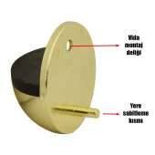 Yarımay Kapı Stoperi Tamponu Vidalı Metal Kapı Stopu Durdurucu Tutucu Gold Altın thumbnail 3