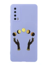 Huawei Psmart 2021 Ay Evreleri Desenli Premium Silikonlu Telefon Kılıfı - 1