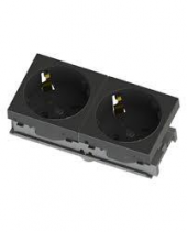 MODÜLER 45x45 mm 2Lİ ŞEBEKE PRİZ (45°) (SİYAH) 2006-2-S - 1