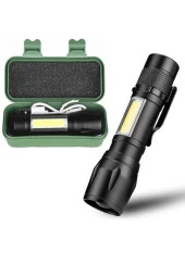 Ultra Güçlü Usb Şarjlı El Feneri Kutulu Kamp Feneri Avcılık Feneri - 1