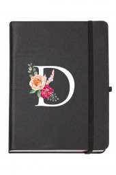 Gül Desenli D Harfli Termo Deri Not Defteri - 1