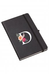 Gül Desenli D Harfli Termo Deri Not Defteri - 2