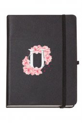 Pembe Çiçek Desenli U Harfli Termo Deri Not Defteri - 1
