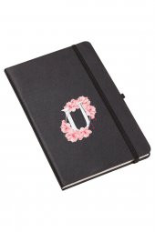 Pembe Çiçek Desenli U Harfli Termo Deri Not Defteri - 2