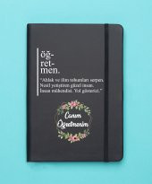 Öğretmeler Günü Hediyesi Çiçekli Çerçeve Desenli Termo Deri Defter - 1