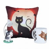 Kedi Masa Lambası Gri Kedi Puf Yastık Kupa Hediye Seti - 1