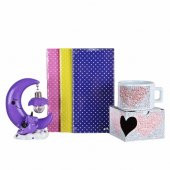Unicorn Ay Masa Lambası 3Lü Defter 100 Dilde Seni Seviyorum Kupa - 1