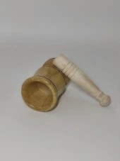 Ahşap Havan 9-6 cm Ahşap Tokmaklı Ezici Kahve Sarımsak Patlıcak Leblebi Dövücü Ezici - 1