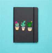Kaktüsler Desenli Siyah Termo Defter - 1