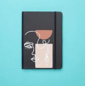 Pembeli Kız Çizim Desenli Siyah Termo Defter - 1