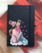 Renkli Bayan Tasarımı Siyah Defter - 1