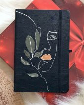 Bayan Yüzlü Tasarım Siyah Defter - 1