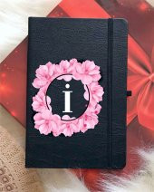 I Harfli Çiçekli Siyah Defter - 1