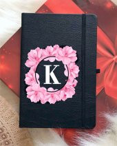 K Harfli Çiçekli Siyah Defter - 1