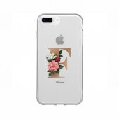 iPhone 7 Plus F Harfi Desenli Şeffaf Telefon Kılıfı - 1