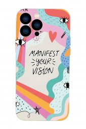 iPhone 13 Pro Uyumlu Manifest Your Vision Desenli Kamera Lens Korumalı Darbe Emici Silikonlu Lansman Kılıf - 2