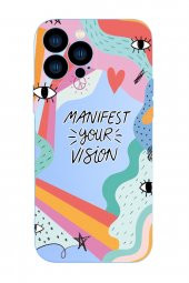 iPhone 13 Pro Uyumlu Manifest Your Vision Desenli Kamera Lens Korumalı Darbe Emici Silikonlu Lansman Kılıf - 4