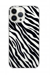iPhone 13 Pro Max Uyumlu Zebra Pattern Premium Silikonlu Şeffaf Kılıf - 1