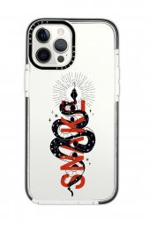 iPhone 12 Pro Casetify Snake Desenli Anti Shock Premium Silikonlu Siyah Kenar Detaylı Telefon Kılıfı - 1