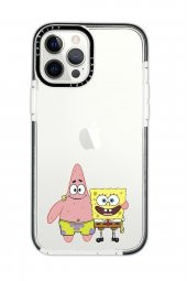 iPhone 12 Pro Max Casetify Sünger Bob ve Patrickstar Desenli Anti Shock Premium Silikonlu Siyah Kenar Detaylı Telefon Kılıfı - 1