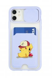 iPhone 11 Uyumlu Pokemon Desenli Kamera Korumalı ve Kartlıklı Telefon Kılıfı - 2