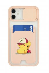 iPhone 11 Uyumlu Pokemon Desenli Kamera Korumalı ve Kartlıklı Telefon Kılıfı - 3