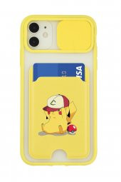 iPhone 11 Uyumlu Pokemon Desenli Kamera Korumalı ve Kartlıklı Telefon Kılıfı - 4