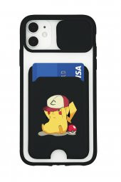 iPhone 11 Uyumlu Pokemon Desenli Kamera Korumalı ve Kartlıklı Telefon Kılıfı - 5