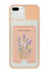 iPhone 8 Plus Uyumlu Lavender Desenli Kamera Korumalı ve Kartlıklı Telefon Kılıfı - 3