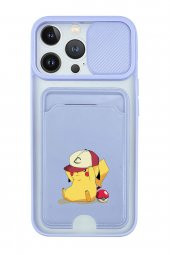 iPhone 13 Pro Uyumlu Pokemon Desenli Kamera Korumalı ve Kartlıklı Telefon Kılıfı - 2