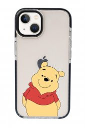 iPhone 13 Sevimli Pooh Candy Bumper Darbe Emci Silikonlu Telefon Kılıfı thumbnail 1