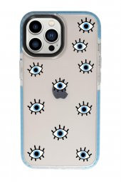 iPhone 13 Pro Nazar Gözler Candy Bumper Darbe Emci Silikonlu Telefon Kılıfı - 4