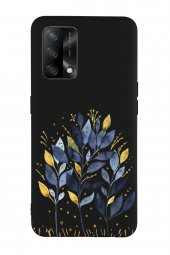 Oppo A74 Uyumlu Mavi Yaprak Desenli Premium Silikonlu Lansman Telefon Kılıfı - 1