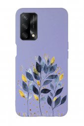 Oppo A74 Uyumlu Mavi Yaprak Desenli Premium Silikonlu Lansman Telefon Kılıfı - 2