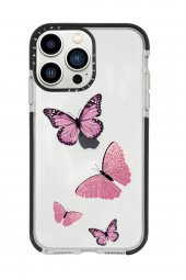 iPhone 13 Pro Max Pembe Kelebekler Casetify Darbe Emci Silikonlu Telefon Kılıfı thumbnail 1