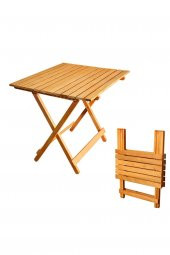 Dekoratif Ahşap Katlanır Masa Piknik Balkon Masası 70Cm x 60Cm - 3