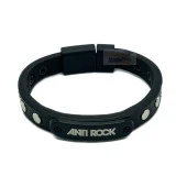 Anti Rock Figürlü Unisex Deri Çelik Bileklik - 1