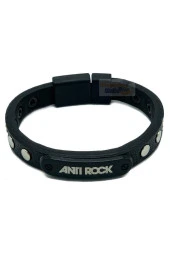 Anti Rock Figürlü Unisex Deri Çelik Bileklik - 2