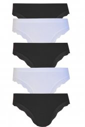 5li Kadın Pamuklu Paça Dantelli Bikini Külot İç Çamaşırı Işık - 2
