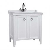 VitrA Valarte Lavabo Dolabı 80 cm Kapaklı Etajerli Lavabolu Tek Armatür Delikli Mat Beyaz 62153 - 1