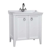 VitrA Valarte Lavabo Dolabı 80 cm Kapaklı Etajerli Lavabolu Tek Armatür Delikli Mat Beyaz 62153 - 5